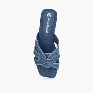 Wishbone Denim Sandals - Blue